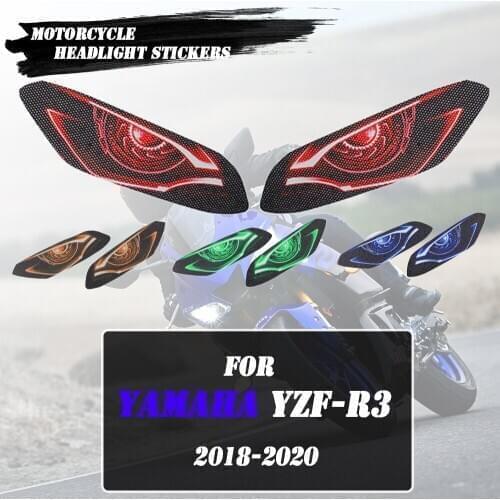 Motorcycle Headlight Stickers 3D Front Fairing Head Light Sticker Protection Guard For YAMAHA YZF-R3 YZFR3 YZF R3 2018-2020 R 3
