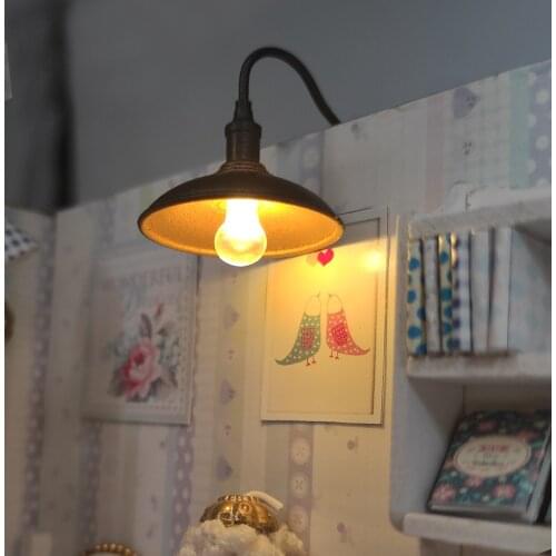 High Quality 1:25 Scale Wall Lamp Model Garden Yard Chandelier Military Sand Table Led Light Material Doll House Decoration Warm