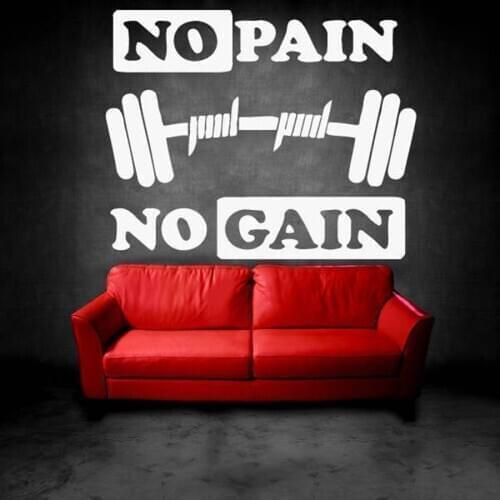 Wall Decals Home Decor Living Room Bedroom No Pain No Gain Quotes Motivation Workout Gym Fitness Sport Vinyl Wall Sticker S203