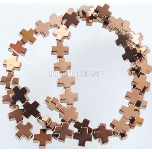 Natural Ancient Copper Hematite Non Magnetic Cross Loose Beads Spacer 3x8mm For Jewelry Making 1 Strand TL3336