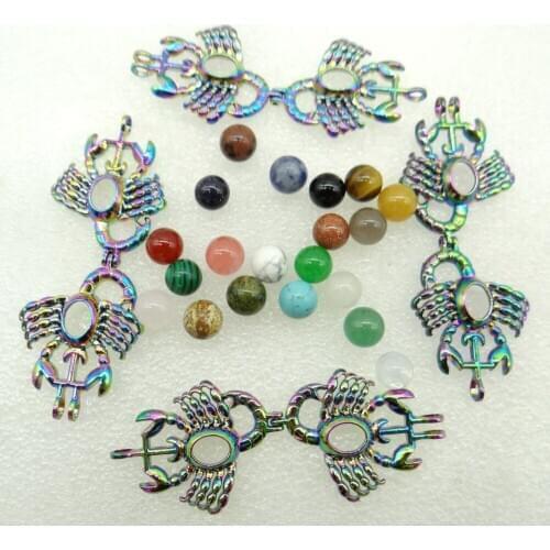 Natural Stone aventurine Quartz Crystal amethyst Lucky bead Titanium Scorpion Pendant for Diy Jewelry Making necklace woman 10PC