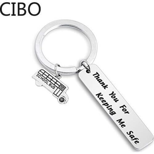 New school bus Pendant Key Ring Metal Chain Silver color Men Car Gift Souvenirs Keychain Dropshipping