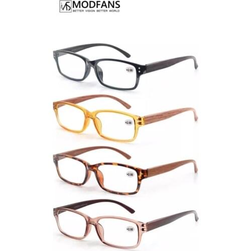 Reading Glasses Men Women Wood Look Frame Presbyopic Clear Glass Square Rectangular Eyeglasses 2019 Diopter 1 1.5 175 2 2.5 275