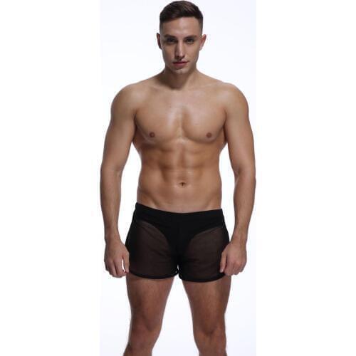 Sexy stretch loose breathable comfortable lace boxer shorts with split corners