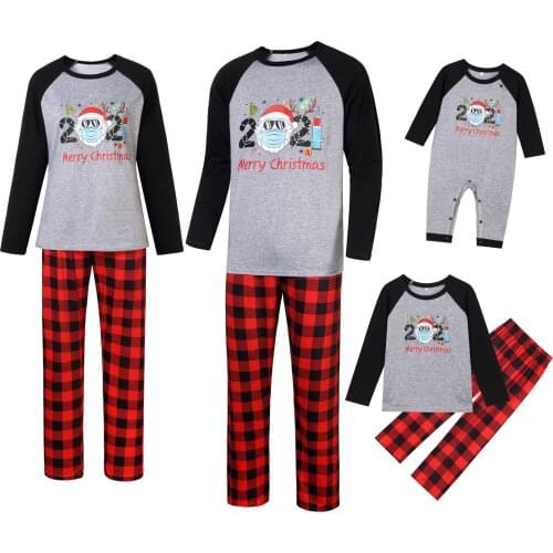 Family Christmas Pajamas Family Matching Clothes Cotton Knitting Winter Soft Mommy and Me Set Children Girls Pajamas Sleepwear