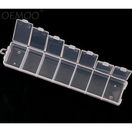 7 Grids Transparent Plastic Rectangle Storage Box DIY Nail Art Tips Decoration jewelry Tools Case Container