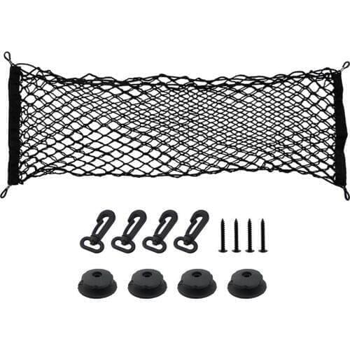 Adjustable 90x40 CM Universal Envelope Car Trunk Luggage Storage Cargo Net - Universal Stretchable Truck Net with 4 Hooks