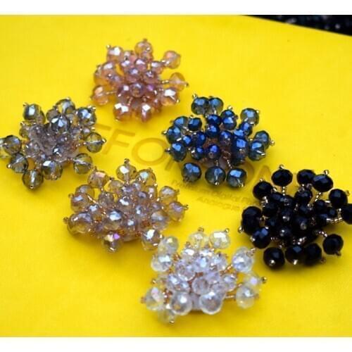 Handmade Beaded Tassel Flowers 3D Patches For Clothing DIY Sew On Crystal Parches Beaded Floral Applique Patch