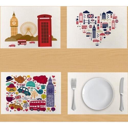 England Style London Table Napkin London Linen Napkins Coffee Tea Towel Coaster Placemat Table Mat Decor onderzetters posavasos