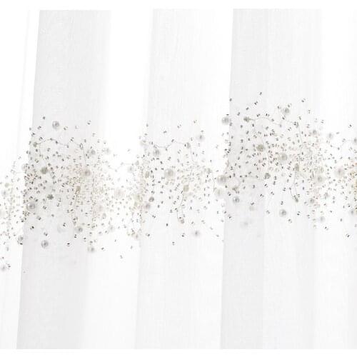 White Pearl Curtain for Living Room Luxury Sheer Drape for Bedroom Balcony Tulle Voile Curtain Fabric French Window
