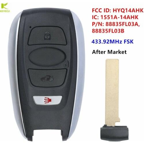 KEYECU Replacement Keyless Smart Key 433.92MHz For Subaru Forester Legacy Impreza XV BRZ 2017 - 2020 FCC : HYQ14AHK FT06-7000D