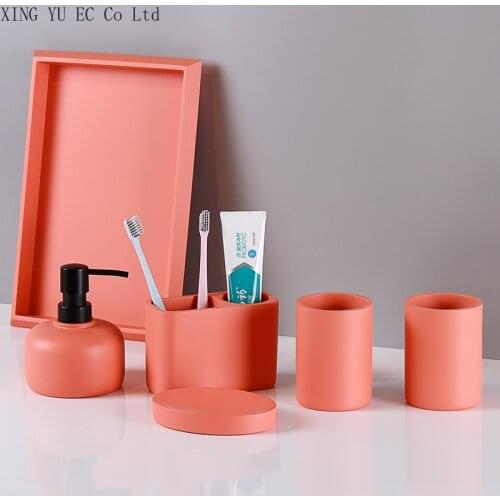 Resin Bathroom Supplies Mouthwash Cup Lotion Bottle Soap Dish Brushing Holder Simple Bathroom Decoration Nordic Home Furnishing
