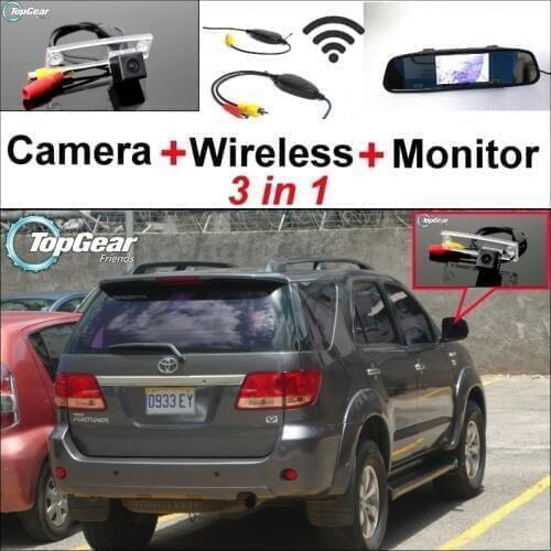 3 in1 Special Rear View Wifi Camera + Wireless Receiver + Mirror Monitor Easy DIY Backup Parking System For TOYOTA Fortuner SW4
