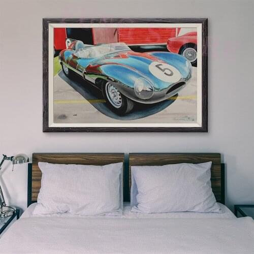 T049 Retro Racing Car Classic Painting Blue sports car No.5 47 Custom Silk Poster Home Deco Wall Art Christmas Gift