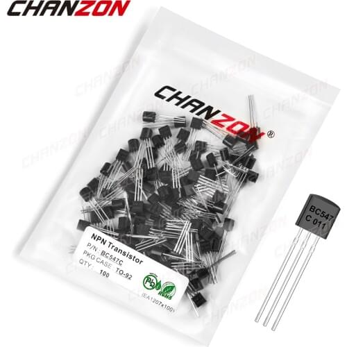 100Pcs BC547C TO-92 NPN Transistor Bipolar Junction BJT Triode Tube Fets 0.1A 50V BC 547C Integrated Circuits