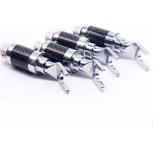 Urutech CF-201(R) Copper Rhodium Plated Carbon Y Spade Banana Plug Audio Speaker Plugs Screw Fork Spade Connector