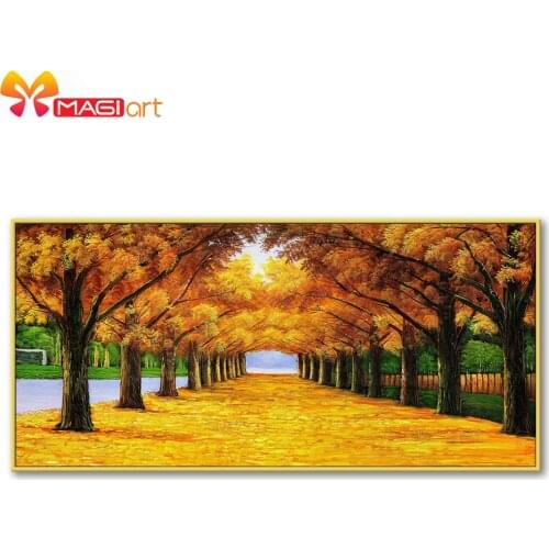 Cross stitch kits Embroidery needlework sets 11CT water soluble canvas patterns 14CT Modern style Golden Road -NCMF299