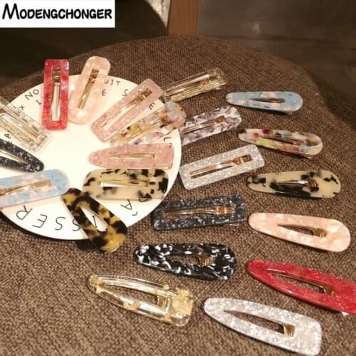 1PC Tin Foil Sequins Hairpins Barrettes Headbands New Women Girls Acrylic Hollow Waterdrop Rectangle Hair Clips Hair Accessories