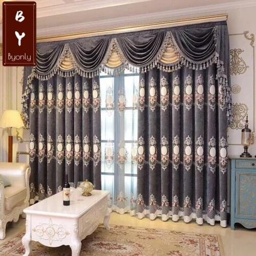 Custom High Shading Curtain European-Style Chenille Embroidered Curtains for Bedroom Curtains for Living Room Window Screen