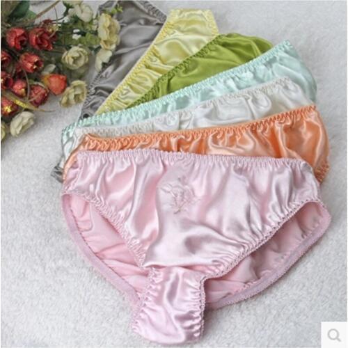 Pure silk Panties Female 100% Mulberry Silk Briefs low-waist Lingerie M/L/XL/XXL