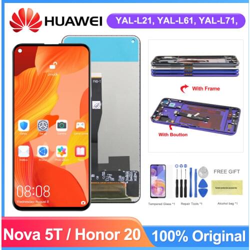 Nova5T Screen For Huawei Nova 5T LCD Display Screen Touch Digitizer Parts For Huawei Nova5T YAL-L21 L61A L61D L71A LCD Display