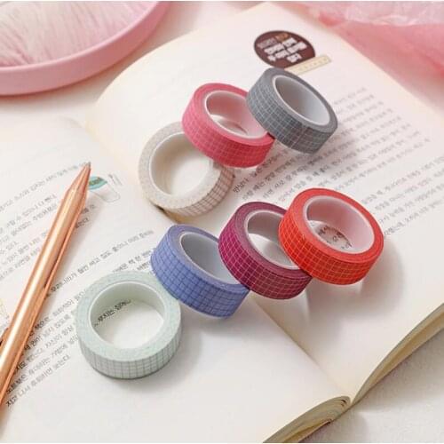 15mm x 10M Cute Color Grid Washi Tape, Home Decorate Album Diary DIY Scrapbook Masking Tapes Set