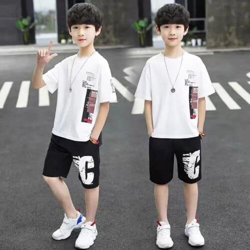 Children Baby Cotton 2021 Summer Outfits 2Pcs Suit Boys Clothing Sets Cartoon Kids Clothes For Teens Short Sleeve T-shirt+Pants