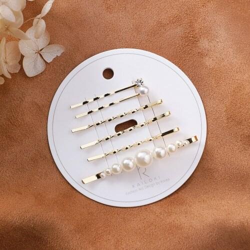 6pcs/ set Wave Metal Gold Color Hair Clips Barrettes For Women Simulated Pearl Long Hairpins Hair Tools Fashion Accessories Gift