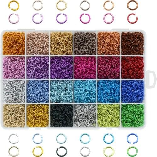 7200Pcs/Box Aluminum Jump Rings DIY 6mm Colorful Open Single Loops Jump Rings Jewelry Necklace Bracelet Chain Connector Findings
