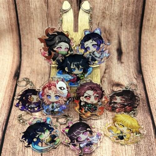 Anime Demon Slayer Keychain Badge Kamado Nezuko Kochou Shinobu Kanroji Mitsuri Cosplay Acrylic Key Chain Pendant Keyring
