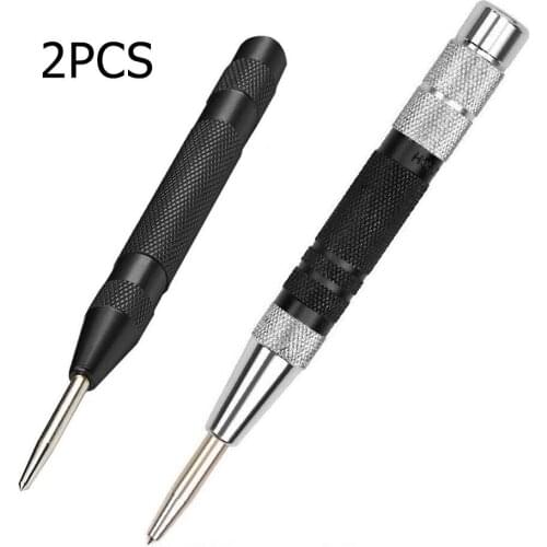2pcs Automatic Centre Punch Adjustable Spring Loaded Metal Drill Hole Punch Tool Marker Woodwork Tool Drill Bit