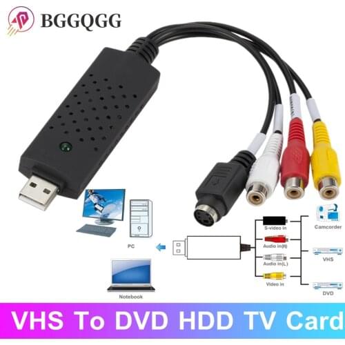 BGGQGG USB2.0 VHS To DVD Converter Convert Analog Video To Digital Format Audio Video DVD VHS Record Capture Card PC adapter