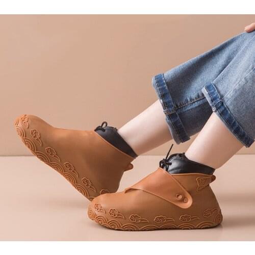 Rain Boot Cover Silicone Buckle Waterproof Men and Women Rain and Snow Rain Boot Cover Thickened Portable Pocket Shoe Cover