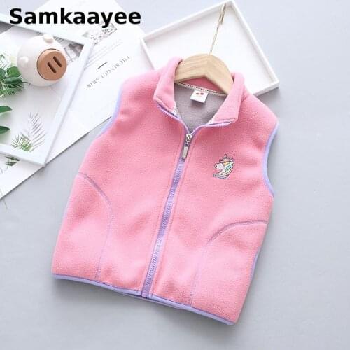 4-11y Children Vest Spring Autumn Kids Waistcoats Baby Outerwear Boys Girls Embroidered Jackets Zipper Sleeveless Clothing Y34
