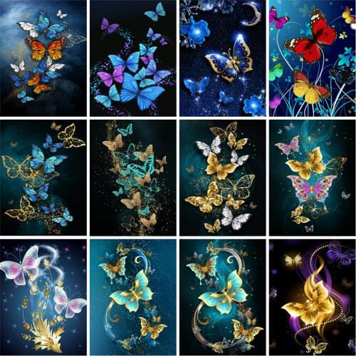 EverShine Diamond Painting Full Square Butterfly Cross Stitch Diamond Embroidery Rhinestones Art Animals Bead Picture Kits Gift