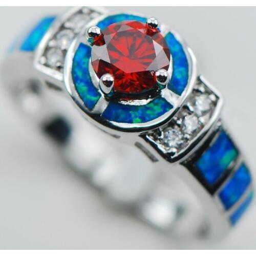 Garnet Blue Opal 925 Sterling Silver Ring Size 6 7 8 9 10 R1310