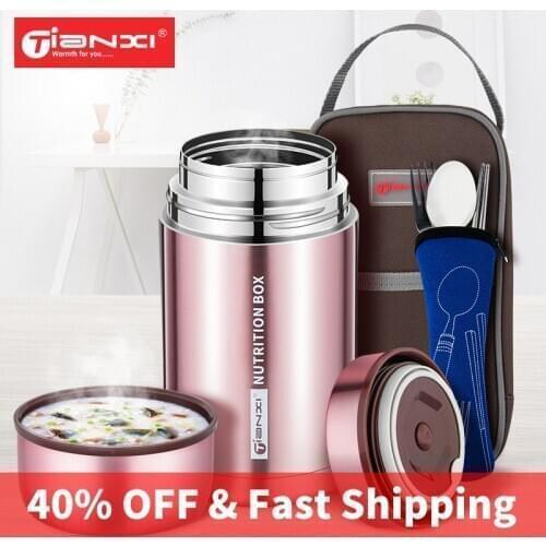 TIANXI Food Jar Thermos Stainless Steel Large Lunch Box Picnic Bento Box Portable Lunch Box Office Lunch Box