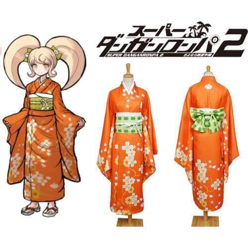 Anime Super DanganRonpa 2 Hiyoko Saionji Cosplay Costume Kimono Dress Girls Women Halloween Carnival Cosplay Costumes