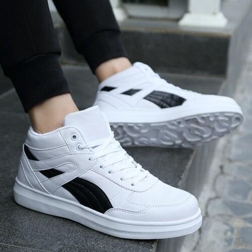 Fashion Spring Leather Shoes Men Breathable Casual Shoes Men White Comfortable High-Top Men Sneakers Chaussures Homme