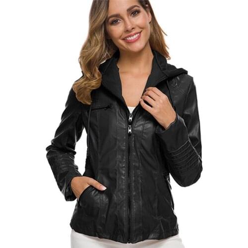 Women Leather Jacket Autumn Winter Fashion Short PU Coat Windproof Female Motorcycle Coat Slim Artificial Leather Zip Outwear