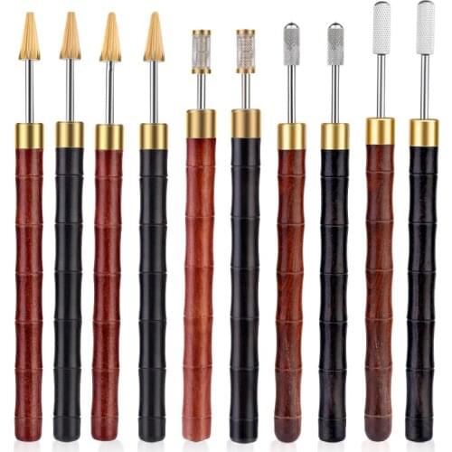 LMDZ Leather Edge Oil Pen Top Edge Dye Pen Roller Oil Pen Sandalwood Handle Leather Craft Tool Applicator Speedy Paint Tools