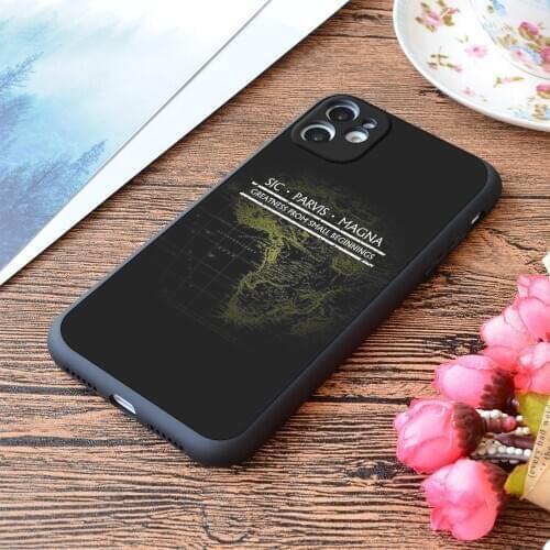 For iPhone Uncharted Sic Parvis Magna Black Print Soft Matt Apple iPhone Case