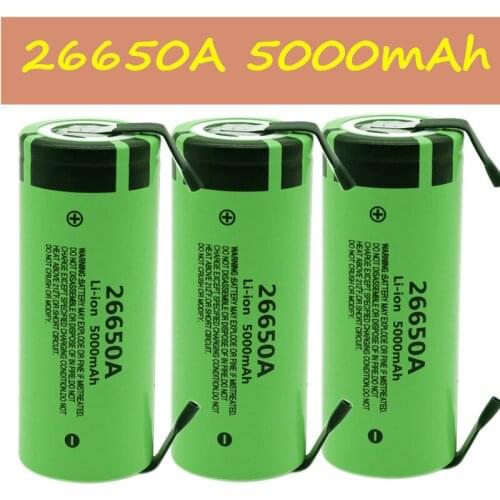 Original New 26650 battery For 26650A 3.7V 5000mAh High Capacity 26650 Li-ion Rechargeable Battery with nickel