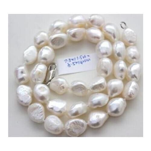 Classic 10-11mm south sea natural baroque white pearl necklace 18inch