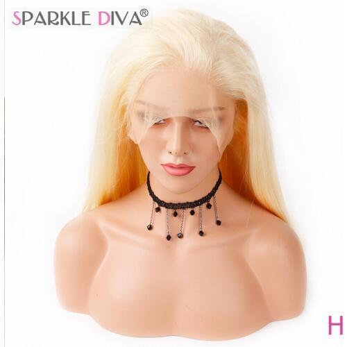 Sparkle Diva Brazilian #613 Blonde 100% Remy Human Hair Wig 130% Density Full Swiss Lace Wig With Natural Hairline And Baby Hair
