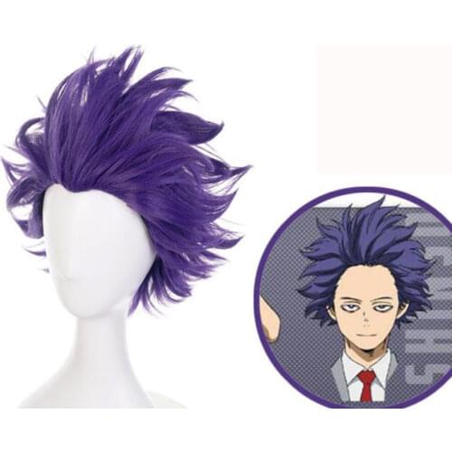Shinso Wig Anime My Hero Academia Shinsou Hitoshi Cosplay Costume Boku no Hero Academia Synthetic Purple Short Hair Party Wigs