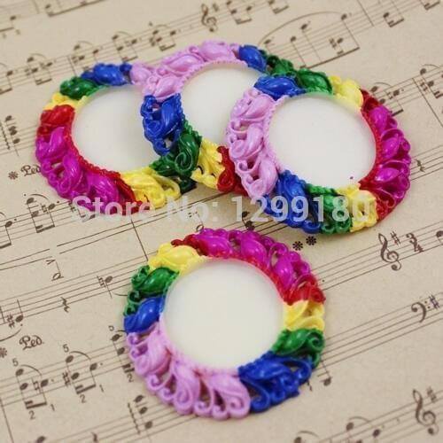 Fit 25mm Cabochons Colorful Resin Cameo/Glass/Cabochon Frame bezel Settings DIY-Accessory Making Pendant Charm,10pcs/lot K00466