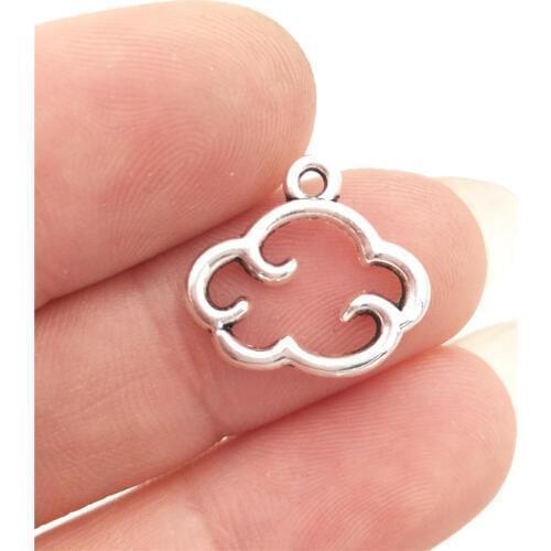 BULK 30pcs Zinc Alloy Metal Cloud Charms Antique Silver Plated Pendants Handmade Jewelry Factory Supplier 15*13mm 0.7g