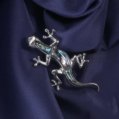 Luxury Female Small Gecko Brooch Dainty Silver Color Jewelry Brooches For Women Vintage Black Zircon Pin Dress Coat Accessory