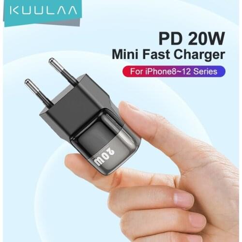 KUULAA 20W Super Si Quick Charge 3.0 Charger Type-C PD Fast Charging For Apple iPhone 12 11 X XR XS MAX 7 8 Plus EU/US Plug